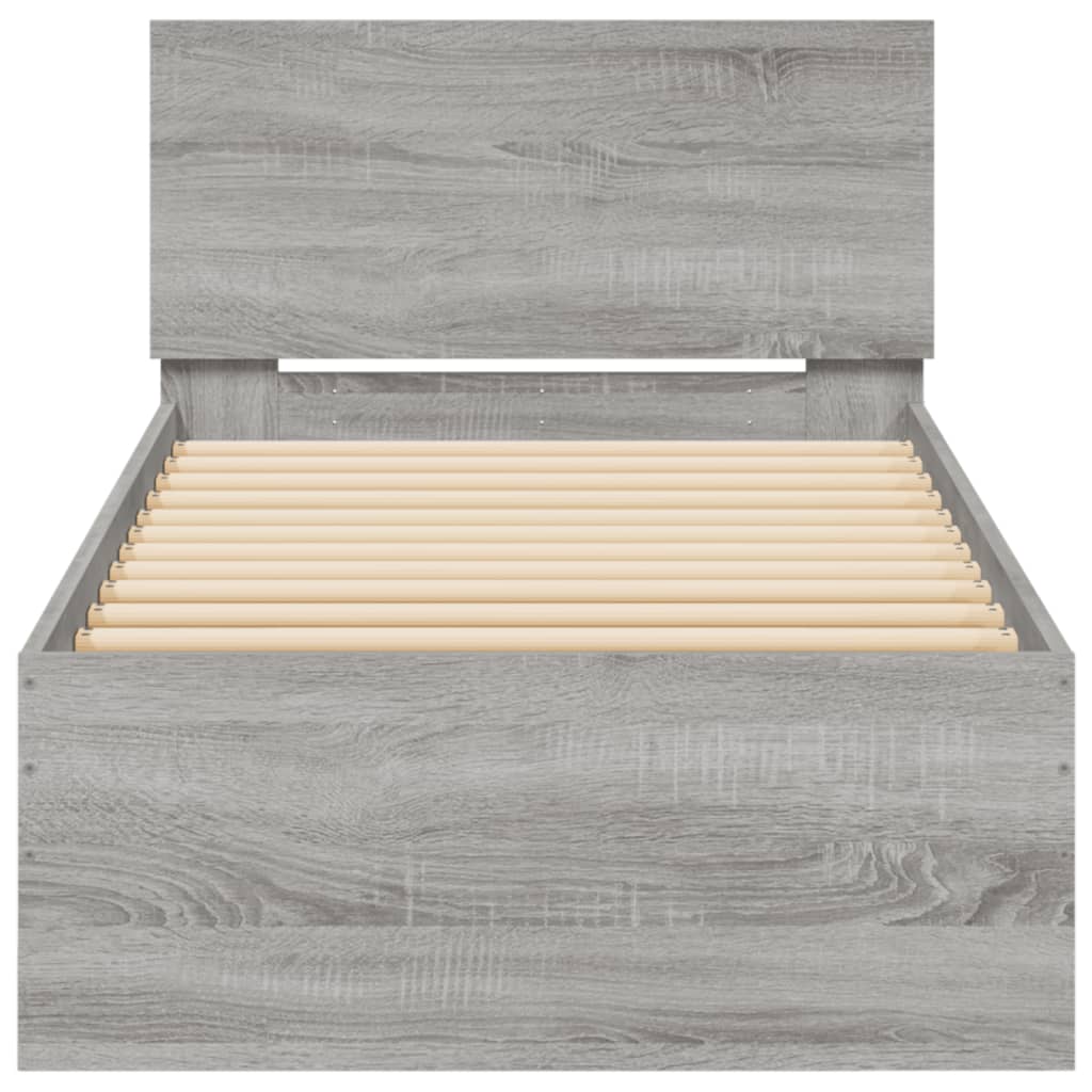 Πλαίσιο Κρεβατιού με Κεφαλάρι Γκρι Sonoma 90x200 εκ. Επεξ. Ξύλο - Pakobazaar