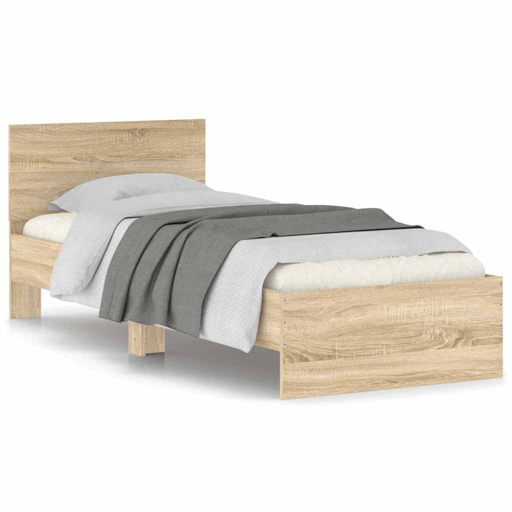 Πλαίσιο Κρεβατιού με Κεφαλάρι Sonoma Δρυς 75x190 εκ. Επεξ. Ξύλο - Pakobazaar