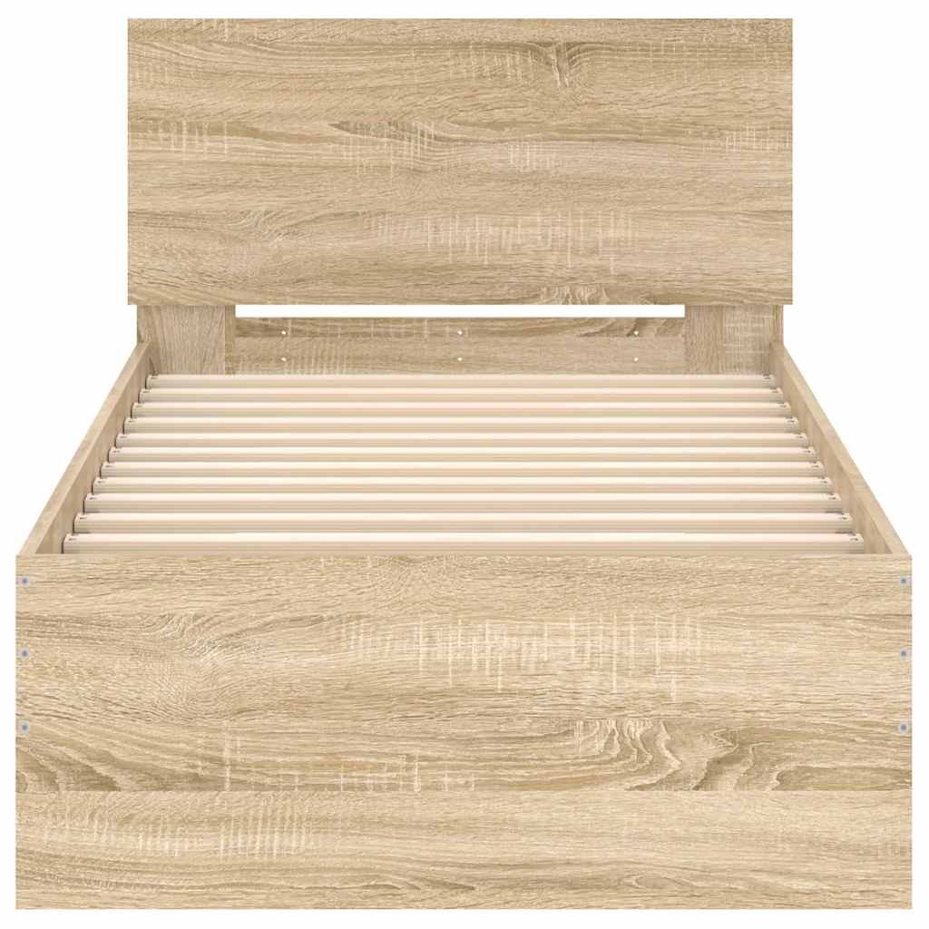 Πλαίσιο Κρεβατιού με Κεφαλάρι Sonoma Δρυς 75x190 εκ. Επεξ. Ξύλο - Pakobazaar