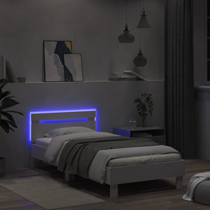 Πλαίσιο Κρεβατιού με Κεφαλάρι και LED Λευκό 100 x 200 εκ.