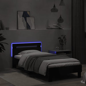 Πλαίσιο Κρεβατιού με Κεφαλάρι και LED Μαύρο 90 x 200 εκ.