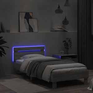Πλαίσιο Κρεβατιού με Κεφαλάρι και LED Γκρι sonoma 90 x 200 εκ.