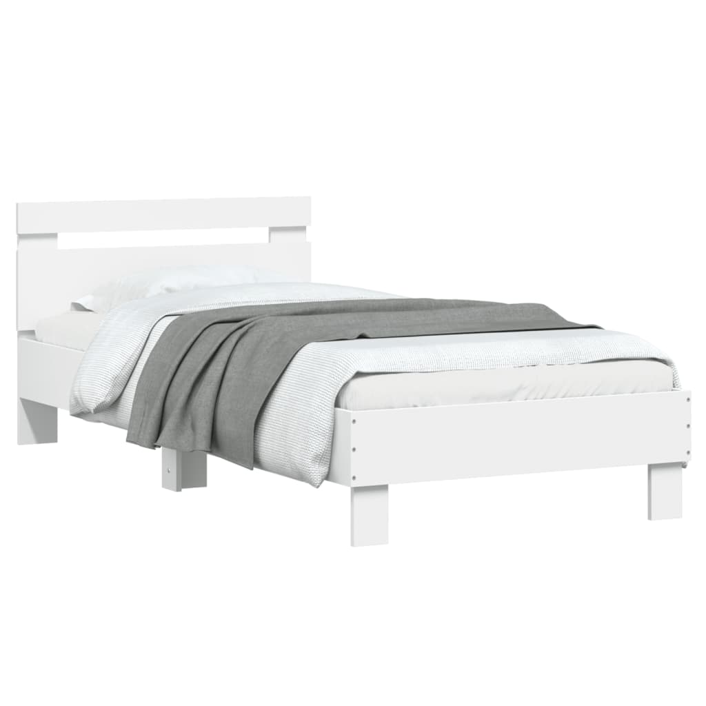 Πλαίσιο Κρεβατιού με Κεφαλάρι/LED Λευκό 90 x 190 εκ. - Pakobazaar