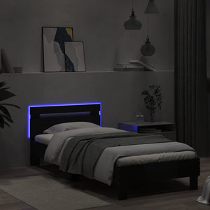 Πλαίσιο Κρεβατιού με Κεφαλάρι/LED Μαύρο 90 x 190 εκ. - Pakobazaar