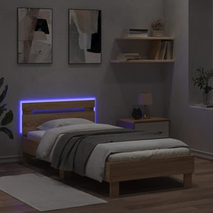 Πλαίσιο Κρεβατιού με Κεφαλάρι/LED Sonoma δρυς 90x190 εκ. - Pakobazaar