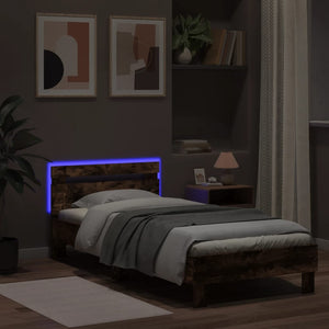 Πλαίσιο Κρεβατιού με Κεφαλάρι/LED Καπν. Δρυς 90x190 εκ. - Pakobazaar