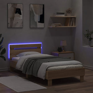 Πλαίσιο Κρεβατιού με Κεφαλάρι/LED Sonoma δρυς 75x190 εκ.