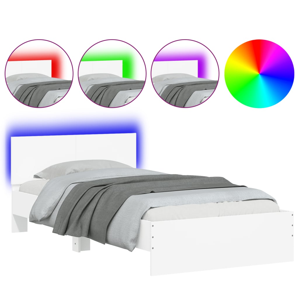 Πλαίσιο Κρεβατιού με Κεφαλάρι και LED Λευκό 100 x 200 εκ. - Pakobazaar