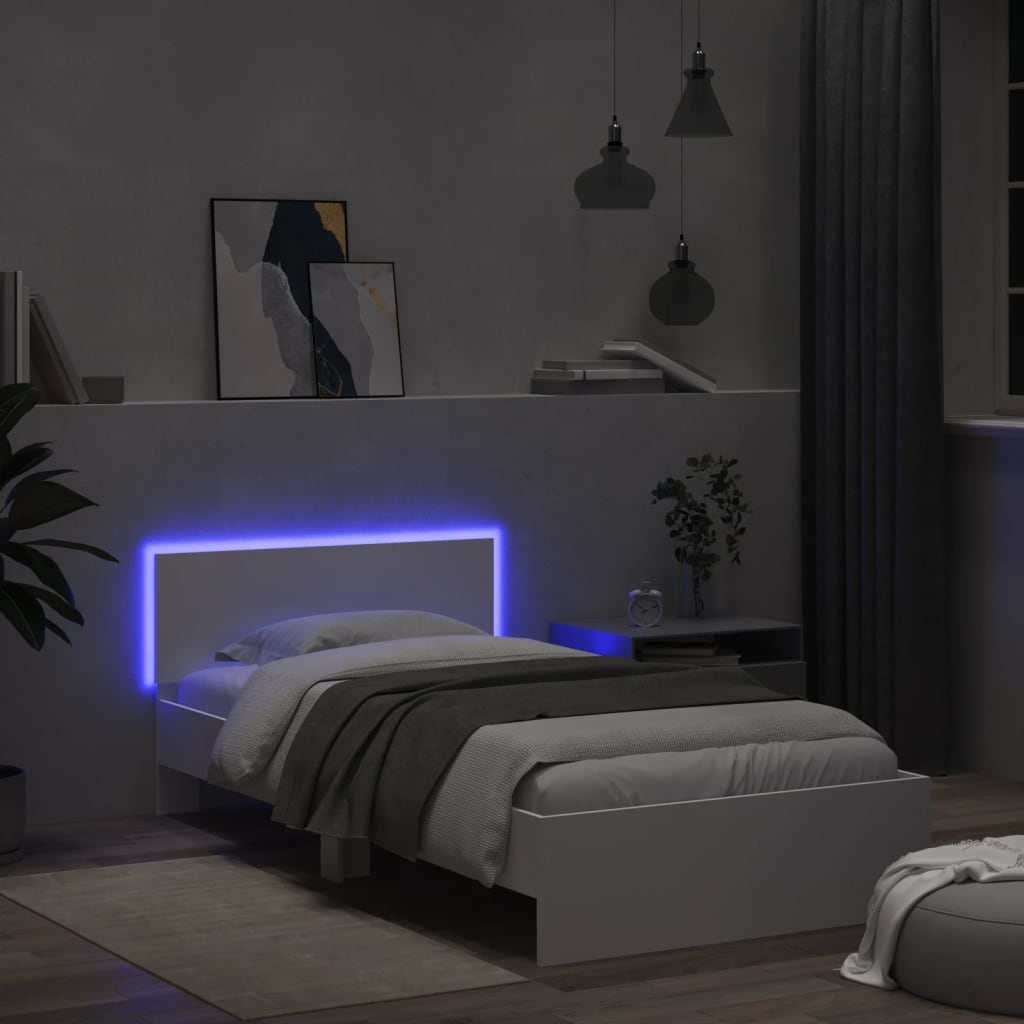 Πλαίσιο Κρεβατιού με Κεφαλάρι και LED Λευκό 100 x 200 εκ. - Pakobazaar