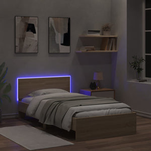 Πλαίσιο Κρεβατιού με Κεφαλάρι/LED Sonoma δρυς 100x200 εκ. - Pakobazaar
