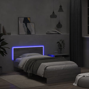 Πλαίσιο Κρεβατιού με Κεφαλάρι και LED Γκρι sonoma 100 x 200 εκ. - Pakobazaar