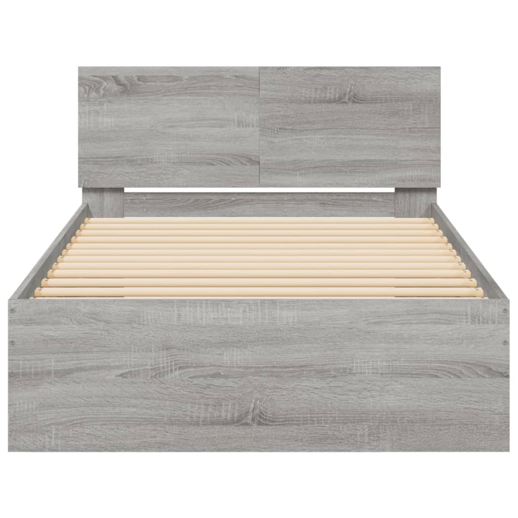 Πλαίσιο Κρεβατιού με Κεφαλάρι και LED Γκρι sonoma 100 x 200 εκ. - Pakobazaar