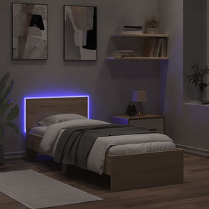 Πλαίσιο Κρεβατιού με Κεφαλάρι/LED Sonoma δρυς 90x200 εκ.