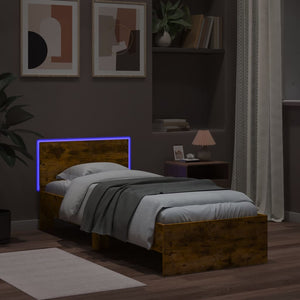 Πλαίσιο Κρεβατιού με Κεφαλάρι/LED Καπν. Δρυς 90x200 εκ. - Pakobazaar