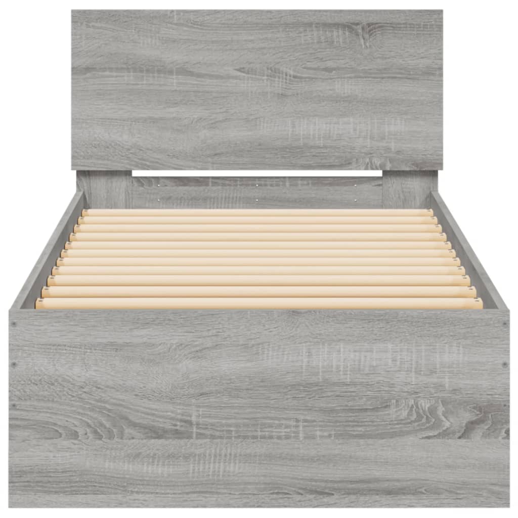 Πλαίσιο Κρεβατιού με Κεφαλάρι και LED Γκρι sonoma 90 x 200 εκ. - Pakobazaar