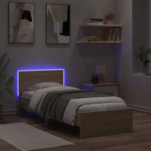 Πλαίσιο Κρεβατιού με Κεφαλάρι/LED Sonoma δρυς 90x190 εκ. - Pakobazaar