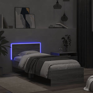 Πλαίσιο Κρεβατιού με Κεφαλάρι και LED Γκρι sonoma 90 x 190 εκ. - Pakobazaar