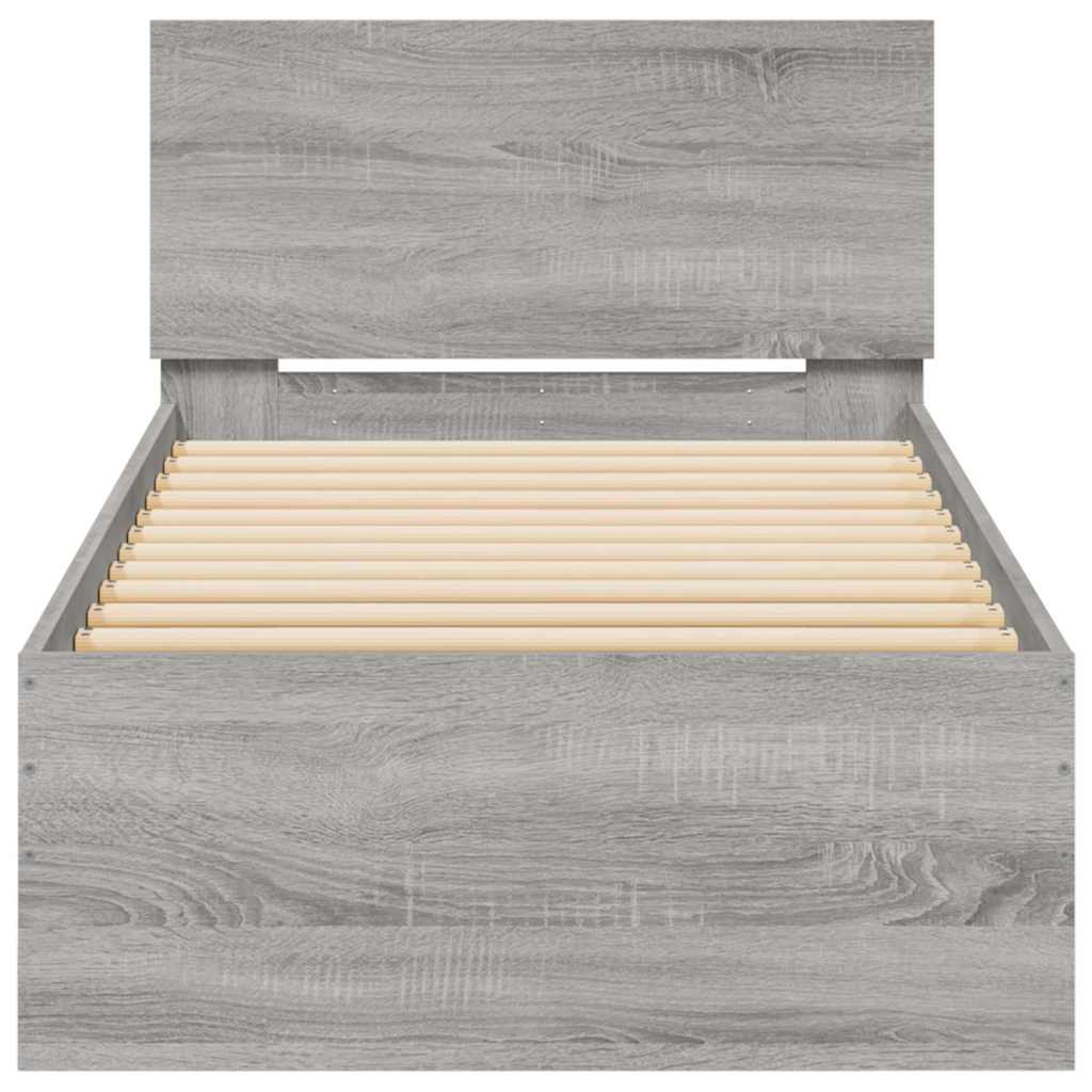 Πλαίσιο Κρεβατιού με Κεφαλάρι και LED Γκρι sonoma 90 x 190 εκ. - Pakobazaar