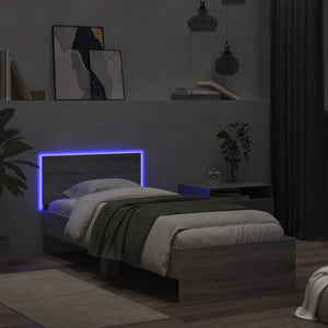 Πλαίσιο Κρεβατιού με Κεφαλάρι και LED Γκρι sonoma 75 x 190 εκ. - Pakobazaar