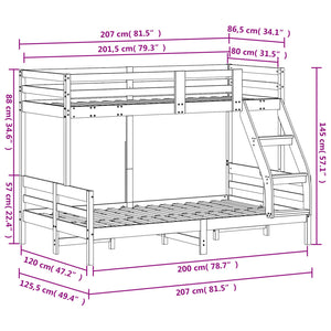 Κουκέτα 80x200/120x200 εκ. από Μασίφ Ξύλο Πεύκου