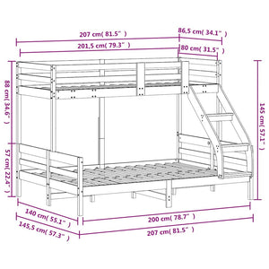 Κουκέτα 80x200/140x200 εκ. Καφέ Κεριού από Μασίφ Ξύλο Πεύκου - Pakobazaar