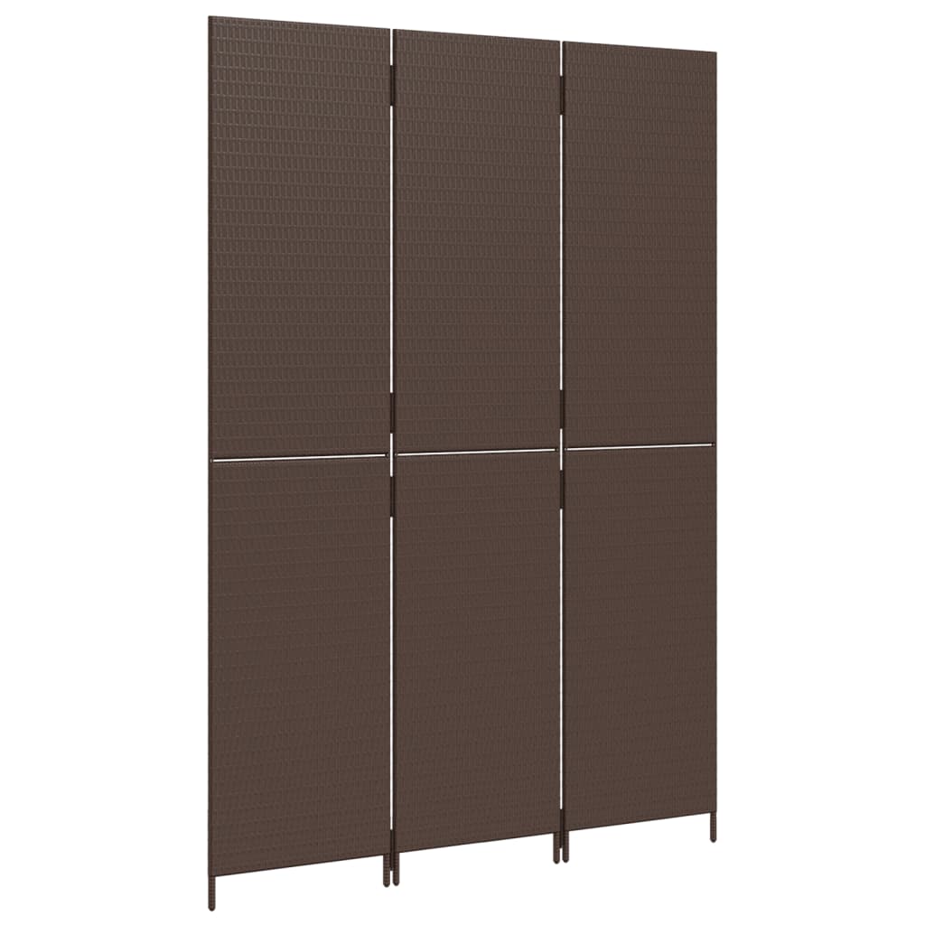 Διαχωριστικό Δωματίου 3 Πάνελ Καφέ από Συνθετικό Ρατάν