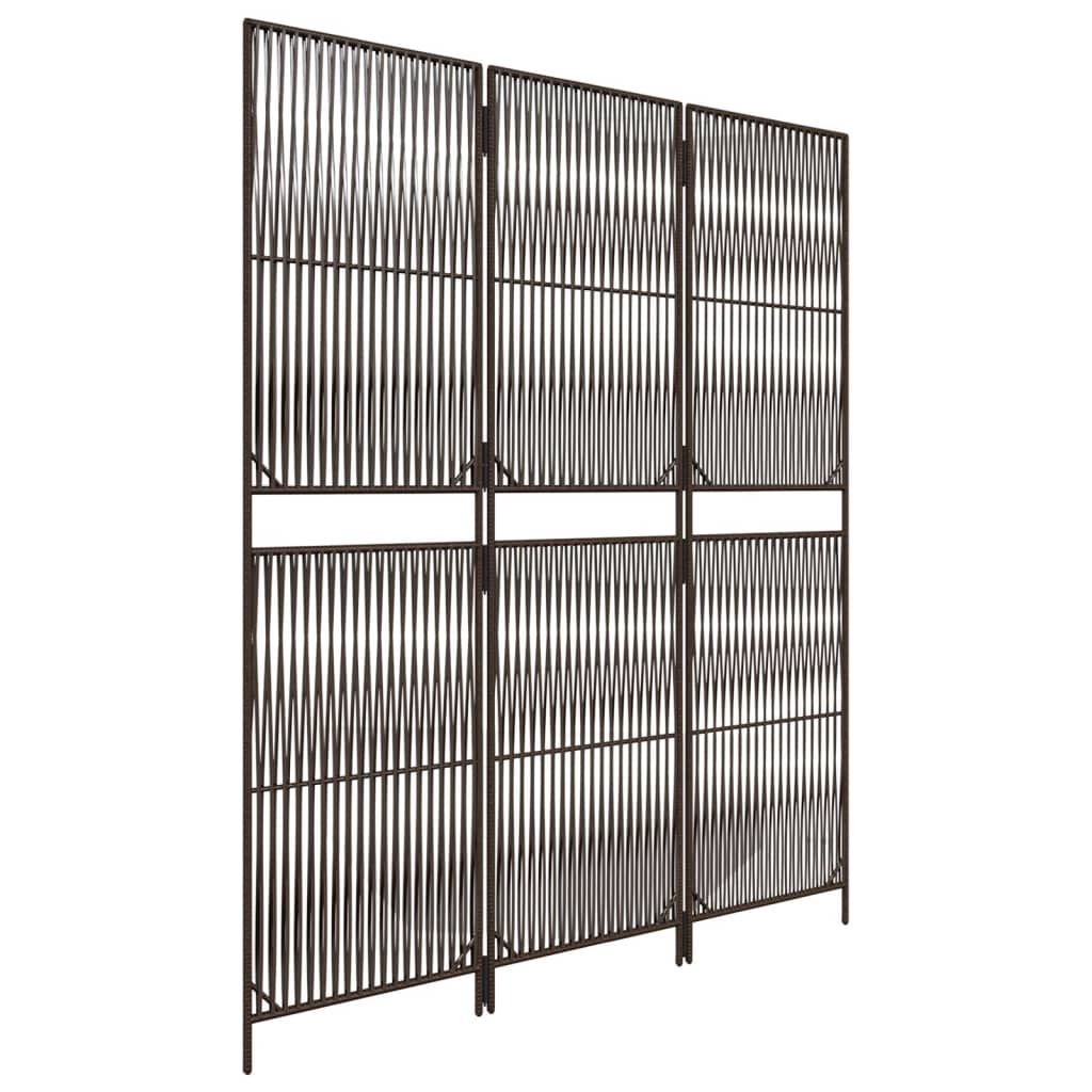 Διαχωριστικό Δωματίου 3 Πάνελ Καφέ από Συνθετικό Ρατάν