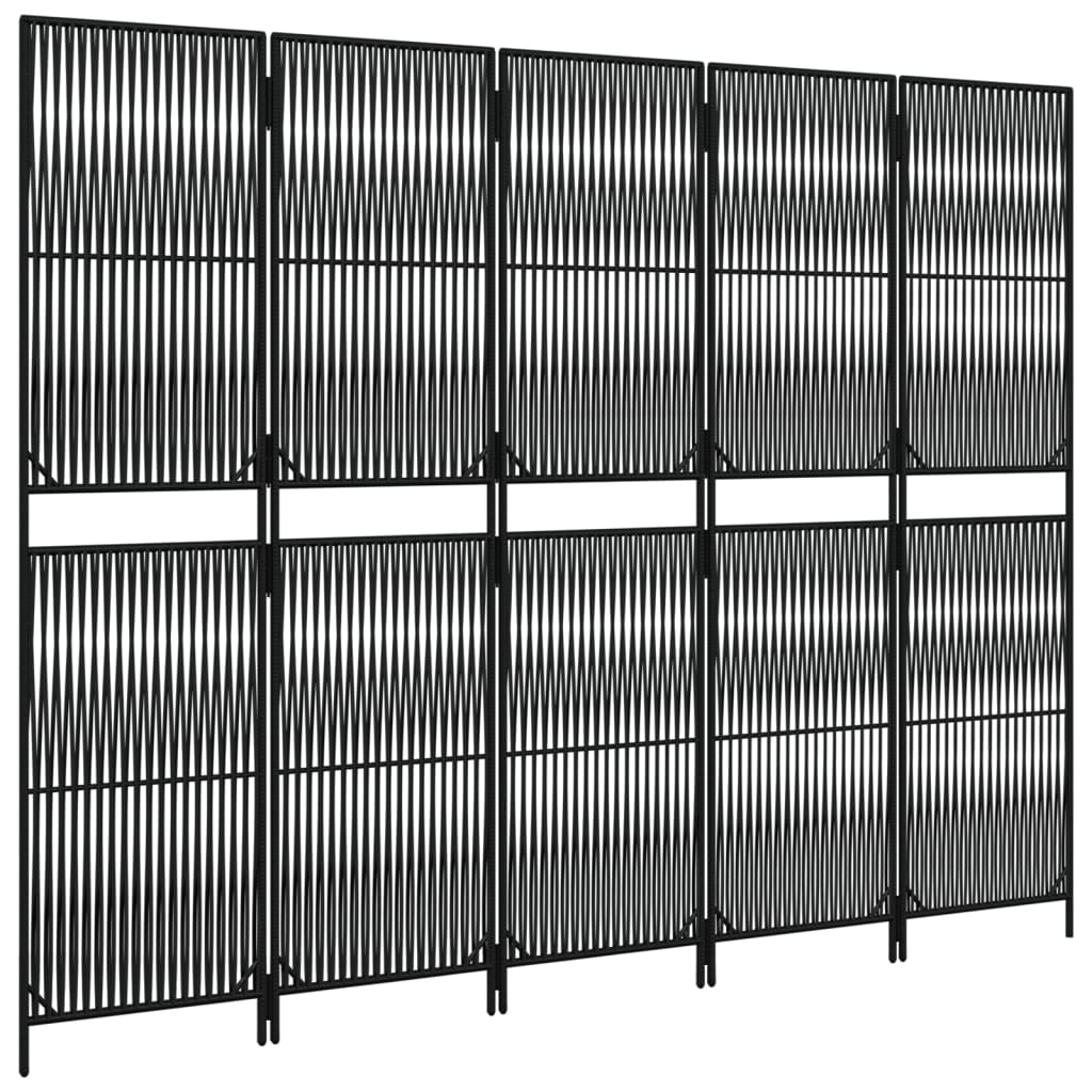 Διαχωριστικό Δωματίου 5 Πάνελ Μαύρο από Συνθετικό Ρατάν