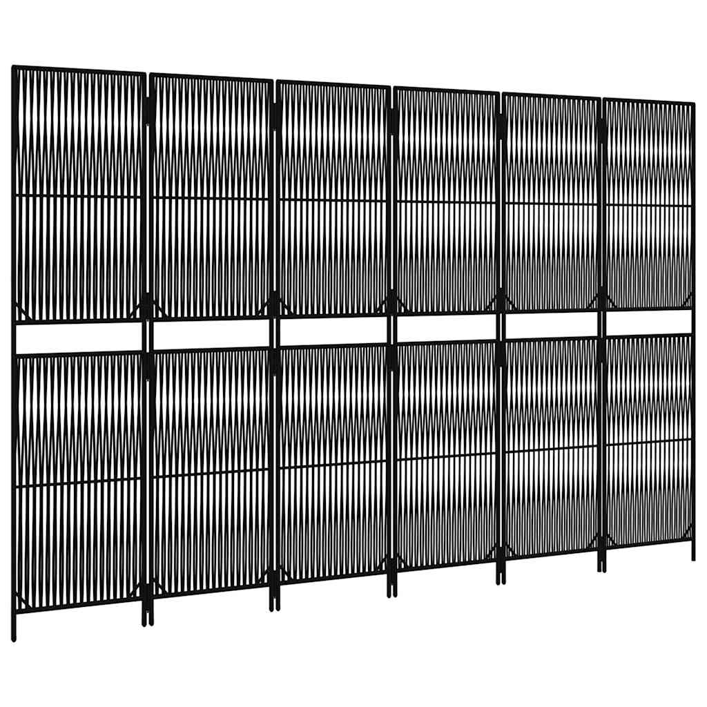 Διαχωριστικό Δωματίου 6 Πάνελ Μαύρο από Συνθετικό Ρατάν