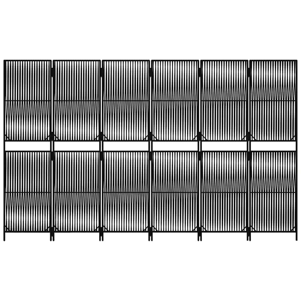 Διαχωριστικό Δωματίου 6 Πάνελ Μαύρο από Συνθετικό Ρατάν