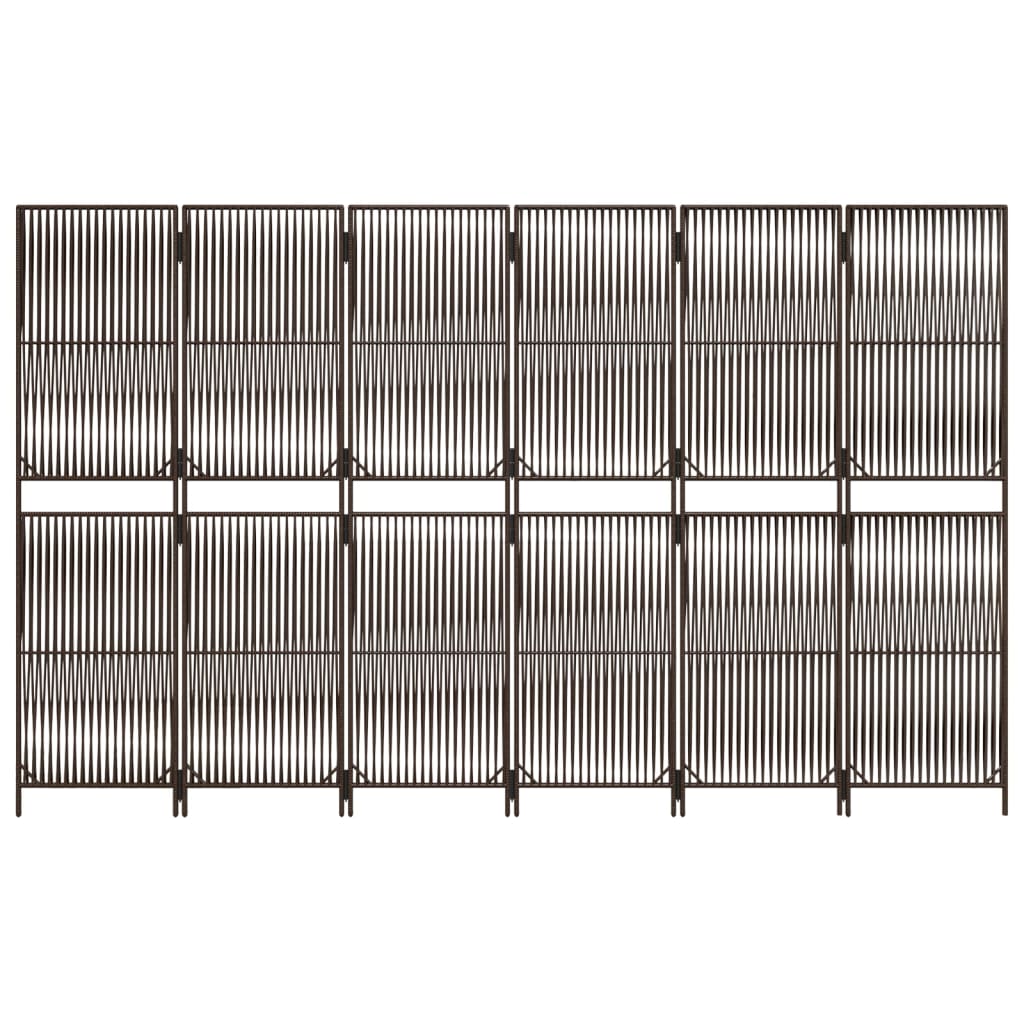 Διαχωριστικό Δωματίου 6 Πάνελ Καφέ από Συνθετικό Ρατάν