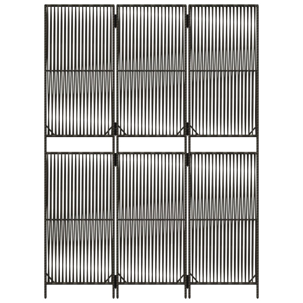 Διαχωριστικό Δωματίου 3 Πάνελ Γκρι από Συνθετικό Ρατάν