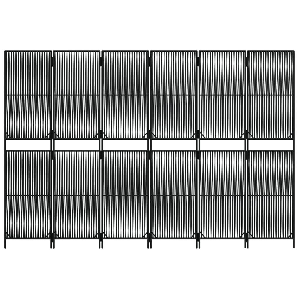 Διαχωριστικό Δωματίου 6 Πάνελ Μαύρο από Συνθετικό Ρατάν