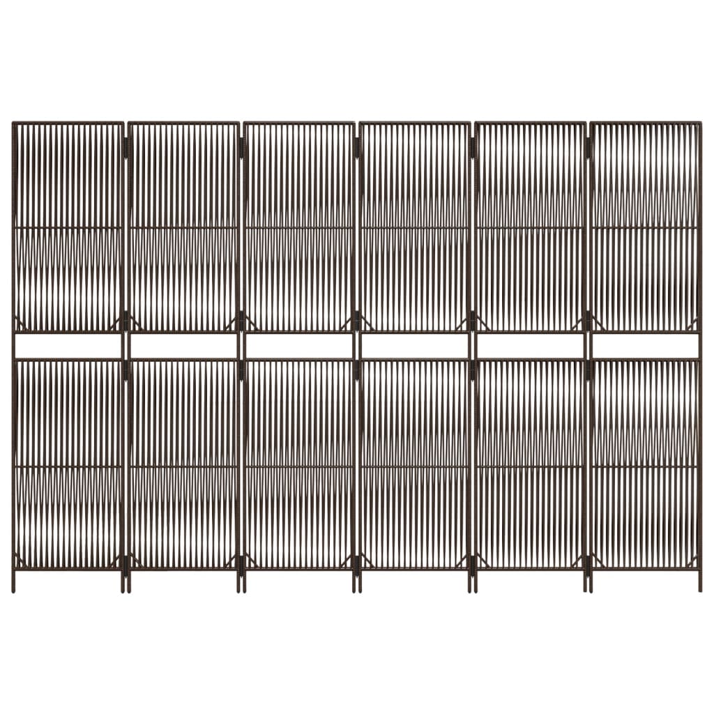 Διαχωριστικό Δωματίου 6 Πάνελ Καφέ από Συνθετικό Ρατάν