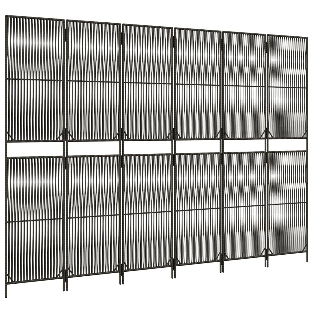 Διαχωριστικό Δωματίου 6 Πάνελ Γκρι από Συνθετικό Ρατάν