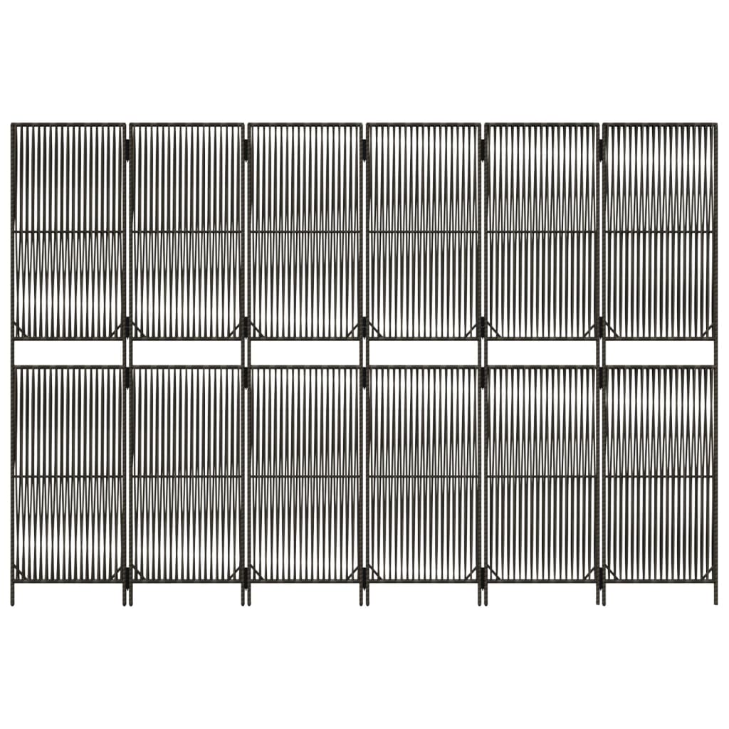 Διαχωριστικό Δωματίου 6 Πάνελ Γκρι από Συνθετικό Ρατάν