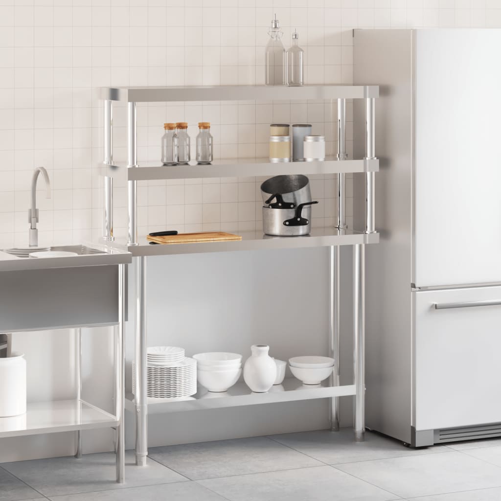 Πάγκος Εργασίας Κουζίνας με Ράφι 110x30x150 εκ. Ανοξείδ. Ατσάλι - Pakobazaar