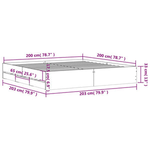 Πλαίσιο Κρεβατιού με Συρτάρια Μαύρο 200x200 εκ Επεξεργ. Ξύλο