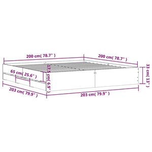 Πλαίσιο Κρεβατιού με συρτάρια Καφέ δρυς 200x200 εκ. Επεξ. Ξύλο