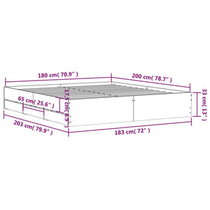 Πλαίσιο Κρεβατιού με συρτάρια Γκρι sonoma 180x200εκ. Επεξ. Ξύλο