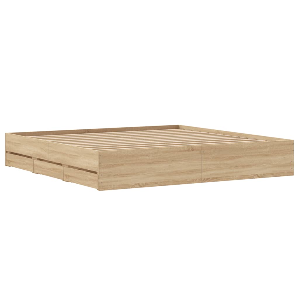 Πλαίσιο Κρεβατιού με συρτάρια Sonoma Δρυς 160x200εκ. Επεξ. Ξύλο