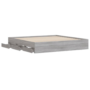 Πλαίσιο Κρεβατιού με συρτάρια Γκρι sonoma 160x200εκ. Επεξ. Ξύλο