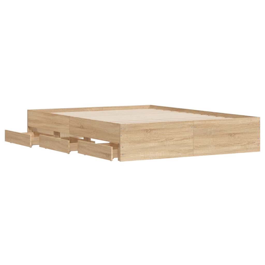 Πλαίσιο Κρεβατιού με Συρτάρια Sonoma Δρυς 150x200εκ. Επεξ. Ξύλο