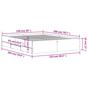Πλαίσιο Κρεβατιού με Συρτάρια Γκρι Σκυρ. 150x200 εκ. Επεξ. Ξύλο