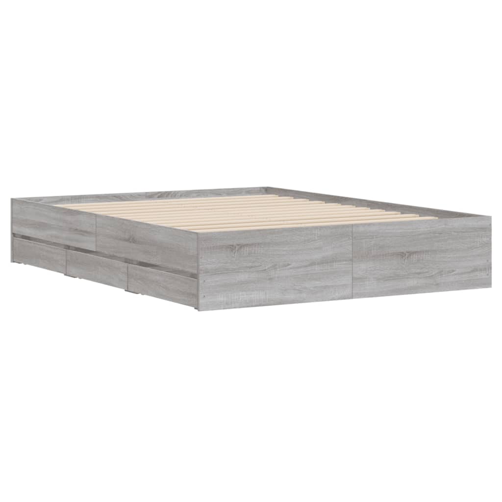 Πλαίσιο Κρεβατιού με συρτάρια Γκρι sonoma 140x200εκ. Επεξ. Ξύλο