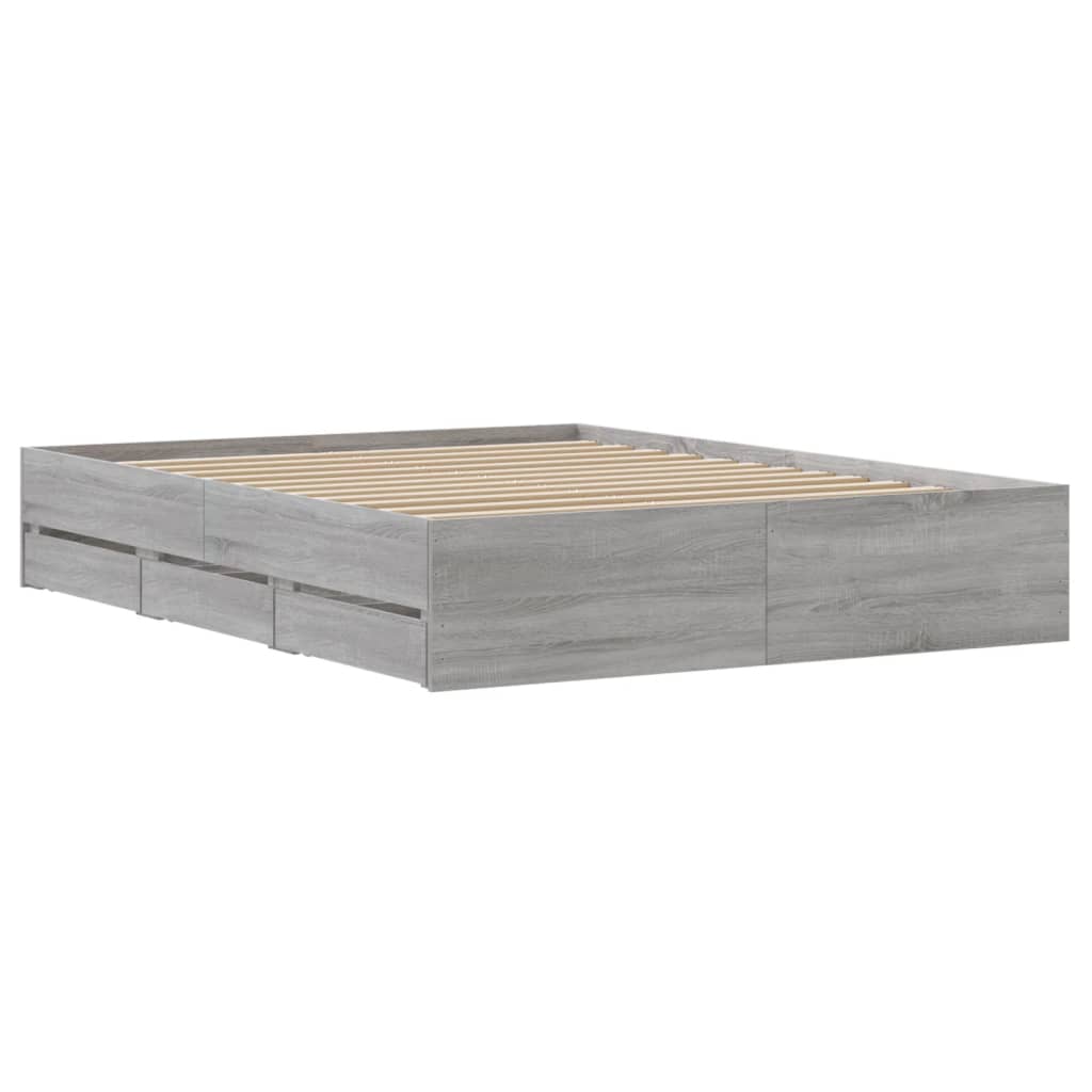 Πλαίσιο Κρεβατιού με συρτάρια Γκρι sonoma 140x200εκ. Επεξ. Ξύλο