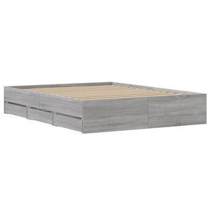 Πλαίσιο Κρεβατιού με συρτάρια Γκρι sonoma 140x200εκ. Επεξ. Ξύλο
