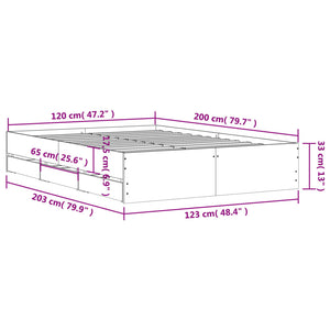 Πλαίσιο Κρεβατιού με συρτάρια Sonoma Δρυς 120x200εκ. Επεξ. Ξύλο