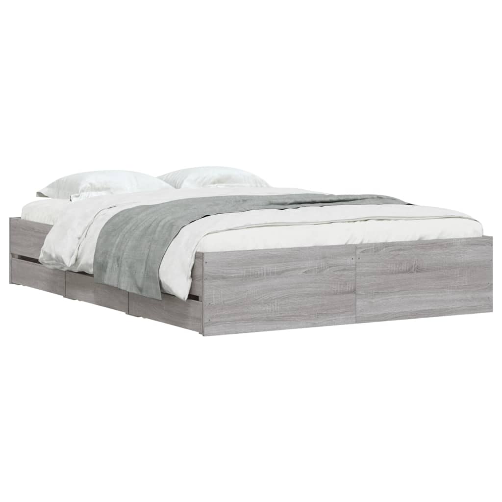Πλαίσιο Κρεβατιού με συρτάρια Γκρι sonoma 120x200εκ. Επεξ. Ξύλο