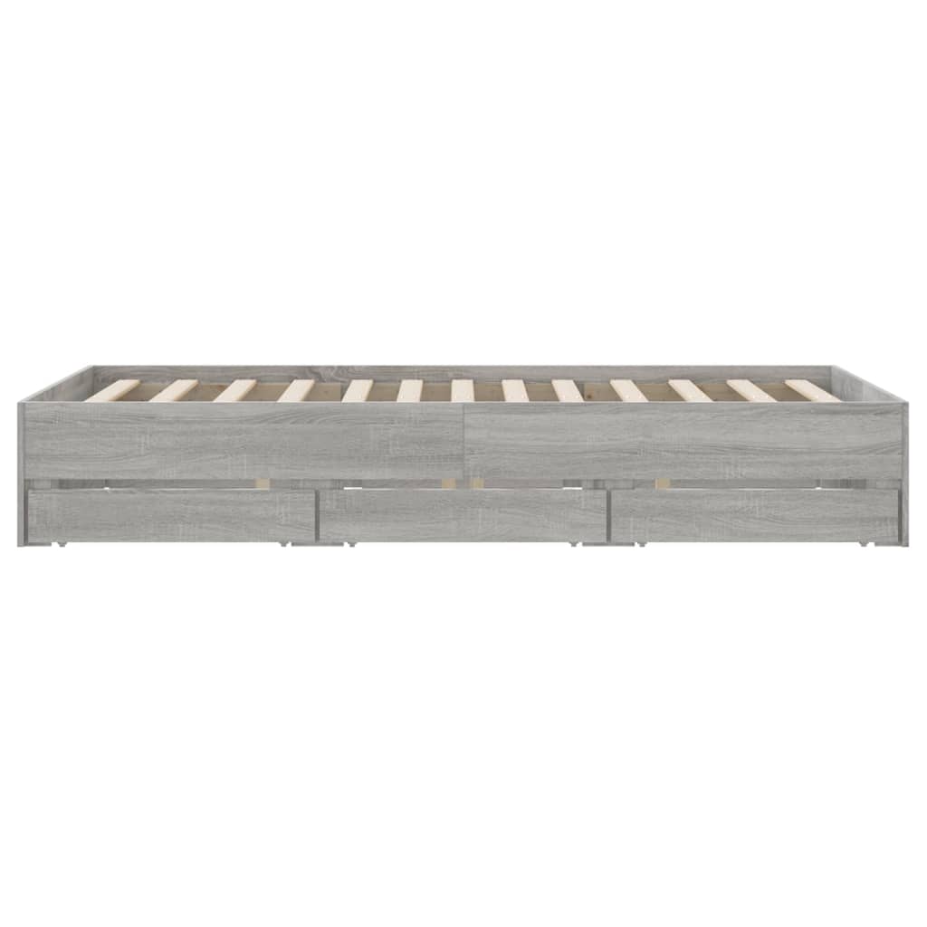 Πλαίσιο Κρεβατιού με συρτάρια Γκρι sonoma 120x200εκ. Επεξ. Ξύλο